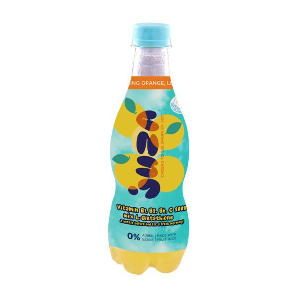 JUZA Sparkling Orange, Lemon & Yuzu Flavored Juice With Orange Pulp, Vitamin B 1, 2, 6, C And L-Glutathione